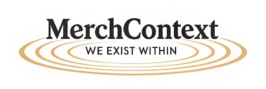 MerchContext logo with bold serif text spelling 'MerchContext' above the tagline 'We Exist Within,' surrounded by a golden ripple effect on a white background.